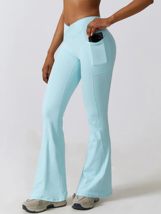Shop Flare Leg Active Pants with Pockets Now On Klozey Store - Trendy U.S. Premium Women Apparel & Accessories And Be Up-To-Fashion!