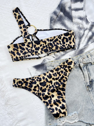 Shop Leopard One-Shoulder Bikini Set Now On Klozey Store - Trendy U.S. Premium Women Apparel & Accessories And Be Up-To-Fashion!