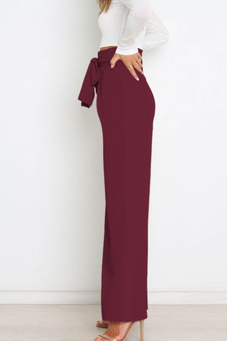 Shop Tie Front Paperbag Wide Leg Pants Now On Klozey Store - U.S. Fashion And Be Up-To-Fashion!