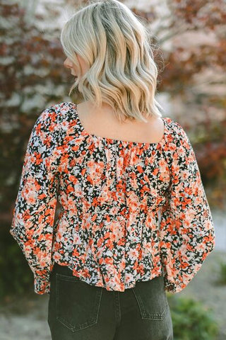 Shop Floral Tied Flounce Sleeve Peplum Blouse Now On Klozey Store - Trendy U.S. Premium Women Apparel & Accessories And Be Up-To-Fashion!