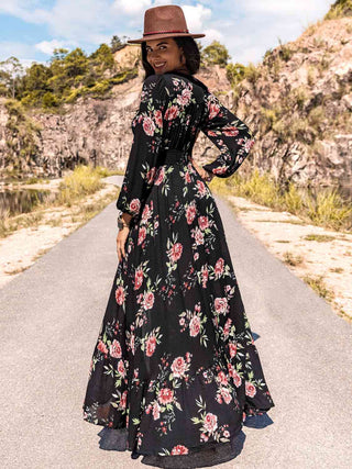 Shop Floral V-Neck Split Maxi Dress Now On Klozey Store - Trendy U.S. Premium Women Apparel & Accessories And Be Up-To-Fashion!