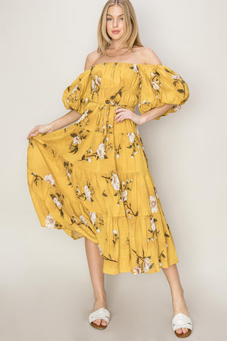 Shop HYFVE Floral Puff Sleeve Tiered Dress Now On Klozey Store - Trendy U.S. Premium Women Apparel & Accessories And Be Up-To-Fashion!