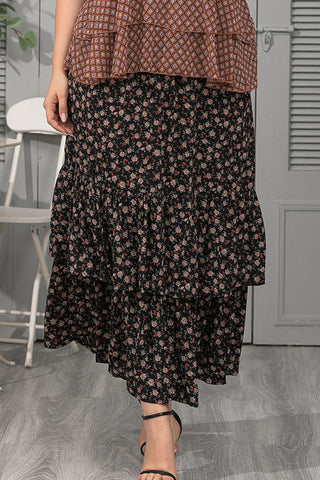 Shop Plus Size Ditsy Floral Layered Maxi Skirt Now On Klozey Store - Trendy U.S. Premium Women Apparel & Accessories And Be Up-To-Fashion!