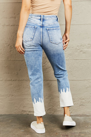 Shop BAYEAS High Waisted Distressed Painted Cropped Skinny Jeans Now On Klozey Store - Trendy U.S. Premium Women Apparel & Accessories And Be Up-To-Fashion!