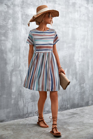 Shop Striped Round Neck Dress Now On Klozey Store - Trnedy U.S. Premium Women Apparel & Accessories And Be Up-To-Fashion!