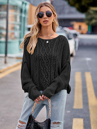 Shop Round Neck Cable-Knit Sweater Now On Klozey Store - Trendy U.S. Premium Women Apparel & Accessories And Be Up-To-Fashion!