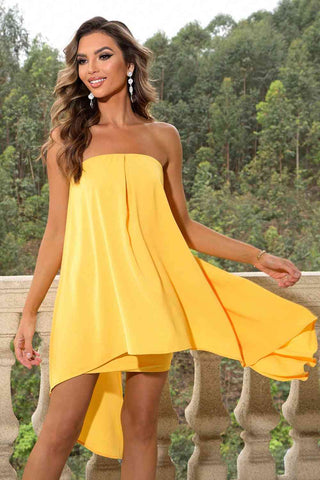 Shop Strapless Slit Layered Dress Now On Klozey Store - Trendy U.S. Premium Women Apparel & Accessories And Be Up-To-Fashion!