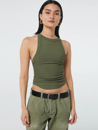 Shop Halter Neck Ribbed Cropped Top Now On Klozey Store - Trendy U.S. Premium Women Apparel & Accessories And Be Up-To-Fashion!