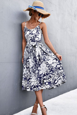 Shop Floral Frill Trim Scoop Neck Spaghetti Strap Dress Now On Klozey Store - Trendy U.S. Premium Women Apparel & Accessories And Be Up-To-Fashion!