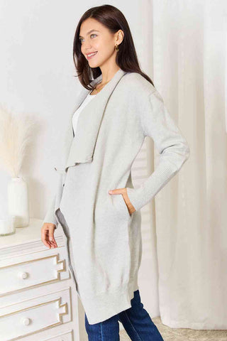 Shop Double Take Open Front Duster Cardigan with Pockets Now On Klozey Store - Trendy U.S. Premium Women Apparel & Accessories And Be Up-To-Fashion!