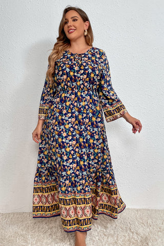 Shop Plus Size Bohemian Round Neck Maxi Dress Now On Klozey Store - Trendy U.S. Premium Women Apparel & Accessories And Be Up-To-Fashion!
