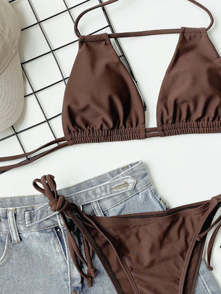 Shop Halter Neck Ruched Bikini Set Now On Klozey Store - Trendy U.S. Premium Women Apparel & Accessories And Be Up-To-Fashion!