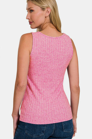 Shop Zenana Ribbed Square Neck Tank Now On Klozey Store - Trendy U.S. Premium Women Apparel & Accessories And Be Up-To-Fashion!