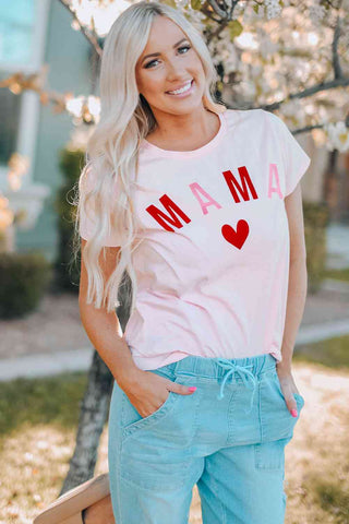 Shop MAMA Heart Graphic Tee Now On Klozey Store - Trendy U.S. Premium Women Apparel & Accessories And Be Up-To-Fashion!