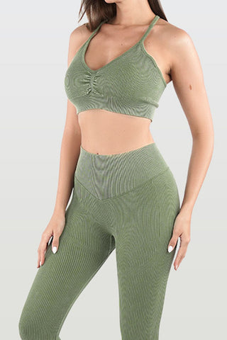 Shop Ruched Spaghetti Strap Top and Pants Active Set Now On Klozey Store - Trendy U.S. Premium Women Apparel & Accessories And Be Up-To-Fashion!