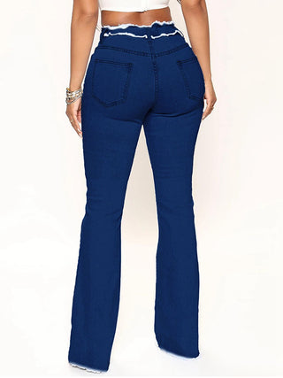 Shop Striped Raw Hem Jeans Now On Klozey Store - Trendy U.S. Premium Women Apparel & Accessories And Be Up-To-Fashion!
