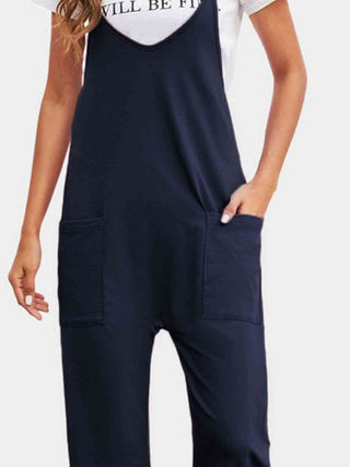 Shop Full Size Spaghetti Strap Straight Leg Jumpsuit with Pockets Now On Klozey Store - Trendy U.S. Premium Women Apparel & Accessories And Be Up-To-Fashion!