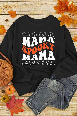 Shop Round Neck Long Sleeve SPOOKY MAMA Sweatshirt Now On Klozey Store - Trendy U.S. Premium Women Apparel & Accessories And Be Up-To-Fashion!