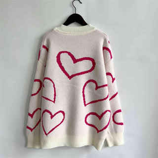 Shop Heart Pattern Long Sleeve Sweater Now On Klozey Store - Trendy U.S. Premium Women Apparel & Accessories And Be Up-To-Fashion!