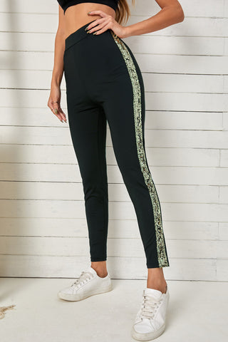 Shop Sequin Stripe High Waist Ankle Length Pants Now On Klozey Store - Trendy U.S. Premium Women Apparel & Accessories And Be Up-To-Fashion!
