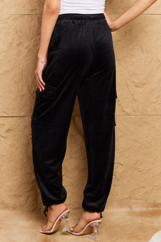 Shop HYFVE Chic For Days High Waist Drawstring Cargo Pants in Black Now On Klozey Store - Trendy U.S. Premium Women Apparel & Accessories And Be Up-To-Fashion!