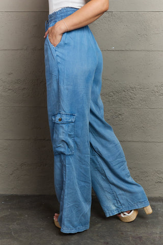 Shop GeeGee Out Of Site Full Size Denim Cargo Pants Now On Klozey Store - Trendy U.S. Premium Women Apparel & Accessories And Be Up-To-Fashion!