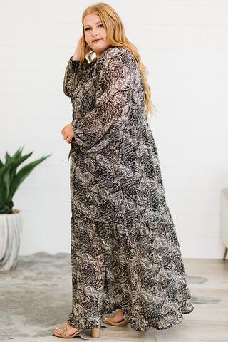 Shop Plus Size Paisley Print Balloon Sleeve Maxi Dress Now On Klozey Store - Trnedy U.S. Premium Women Apparel & Accessories And Be Up-To-Fashion!