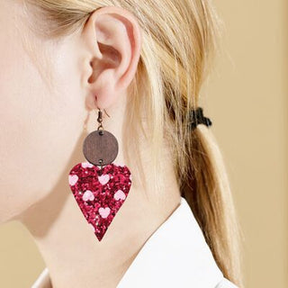 Shop PU Leather Iron Hook Sequin Heart Earrings Now On Klozey Store - Trendy U.S. Premium Women Apparel & Accessories And Be Up-To-Fashion!