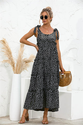 Shop Polka Dot Adjustable Straps Tiered Dress Now On Klozey Store - U.S. Fashion And Be Up-To-Fashion!