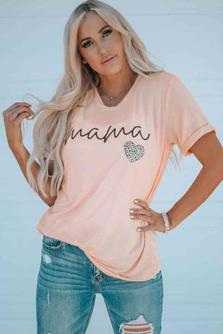 Shop MAMA Heart Graphic Tee Shirt Now On Klozey Store - Trendy U.S. Premium Women Apparel & Accessories And Be Up-To-Fashion!