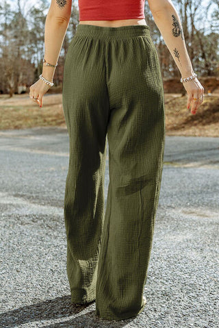 Shop Texture Tied Wide Leg Pants Now On Klozey Store - Trendy U.S. Premium Women Apparel & Accessories And Be Up-To-Fashion!