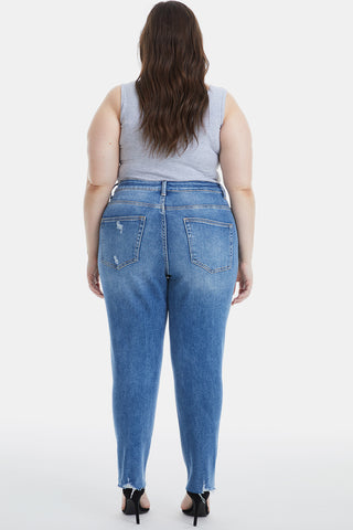 Shop BAYEAS Full Size High Waist Distressed Raw Hew Skinny Jeans Now On Klozey Store - Trendy U.S. Premium Women Apparel & Accessories And Be Up-To-Fashion!
