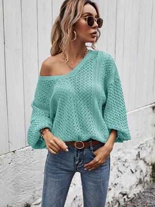 Shop V-Neck Dropped Shoulder Sweater Now On Klozey Store - Trendy U.S. Premium Women Apparel & Accessories And Be Up-To-Fashion!