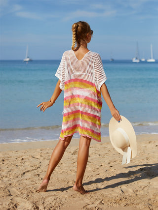 Shop Cutout Striped Cover-Up with Tassel Now On Klozey Store - Trendy U.S. Premium Women Apparel & Accessories And Be Up-To-Fashion!
