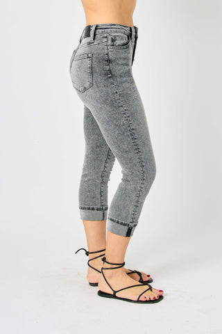 Shop Judy Blue Full Size Button Fly High Waist Cuffed Capris Now On Klozey Store - Trendy U.S. Premium Women Apparel & Accessories And Be Up-To-Fashion!