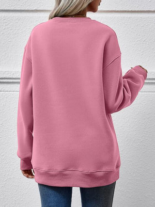 Shop Round Neck Graphic Long Sleeve Sweatshirt Now On Klozey Store - Trendy U.S. Premium Women Apparel & Accessories And Be Up-To-Fashion!