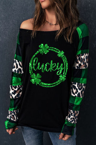 Shop LUCKY Plaid Round Neck T-Shirt Now On Klozey Store - Trendy U.S. Premium Women Apparel & Accessories And Be Up-To-Fashion!
