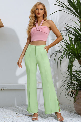 Shop Slit High-Rise Flare Pants Now On Klozey Store - Trendy U.S. Premium Women Apparel & Accessories And Be Up-To-Fashion!