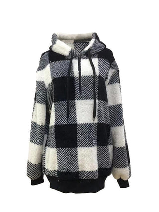 Shop Plaid Half Zip Drawstring Hoodie Now On Klozey Store - Trendy U.S. Premium Women Apparel & Accessories And Be Up-To-Fashion!