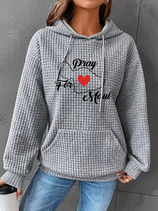 Shop Full Size Graphic Textured Hoodie with Pocket Now On Klozey Store - Trendy U.S. Premium Women Apparel & Accessories And Be Up-To-Fashion!