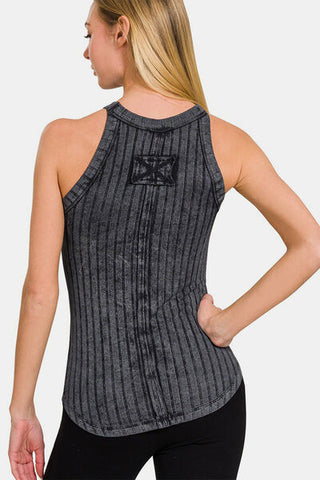 Shop Zenana Ribbed Grecian Neck Tank Now On Klozey Store - Trendy U.S. Premium Women Apparel & Accessories And Be Up-To-Fashion!