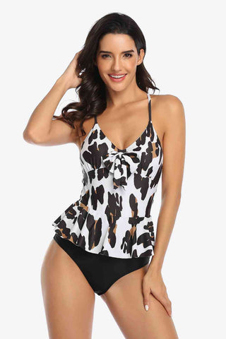 Shop Printed Ruffled Halter Neck One-Piece Swimsuit Now On Klozey Store - Trendy U.S. Premium Women Apparel & Accessories And Be Up-To-Fashion!
