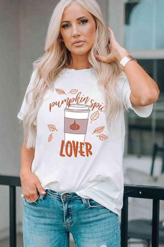 Shop PUMPKIN SPICE LOVER Graphic T-Shirt Now On Klozey Store - Trendy U.S. Premium Women Apparel & Accessories And Be Up-To-Fashion!