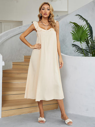 Shop Ruffled V-Neck Midi Dress Now On Klozey Store - Trendy U.S. Premium Women Apparel & Accessories And Be Up-To-Fashion!