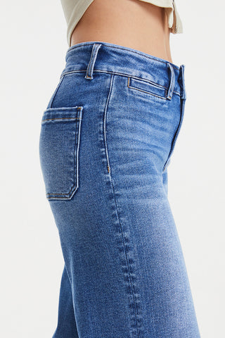 Shop BAYEAS Full Size Raw Hem High Waist Wide Leg Jeans Now On Klozey Store - Trendy U.S. Premium Women Apparel & Accessories And Be Up-To-Fashion!
