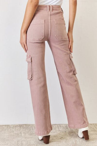 Shop RISEN Full Size High Rise Cargo Wide Leg Jeans Now On Klozey Store - U.S. Fashion And Be Up-To-Fashion!