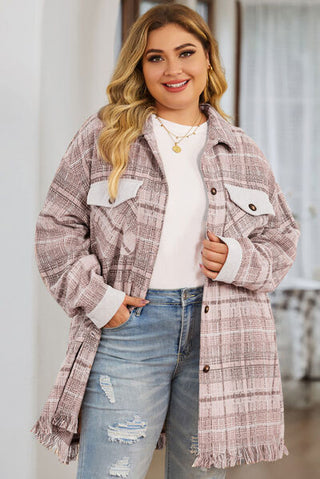 Shop Plus Size Plaid Button Up Dropped Shoulder Outerwear Now On Klozey Store - U.S. Fashion And Be Up-To-Fashion!