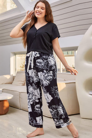 Shop Full Size V-Neck Top and Floral Pants Lounge Set Now On Klozey Store - U.S. Fashion And Be Up-To-Fashion!