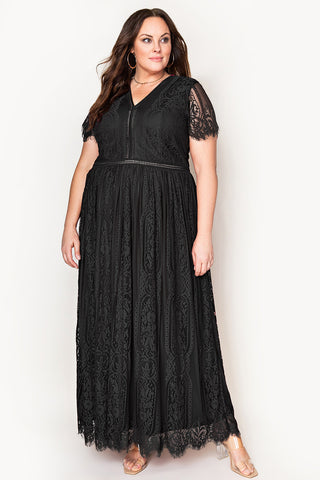 Shop V-Neck Short Sleeve Lace Maxi Dress Now On Klozey Store - Trendy U.S. Premium Women Apparel & Accessories And Be Up-To-Fashion!
