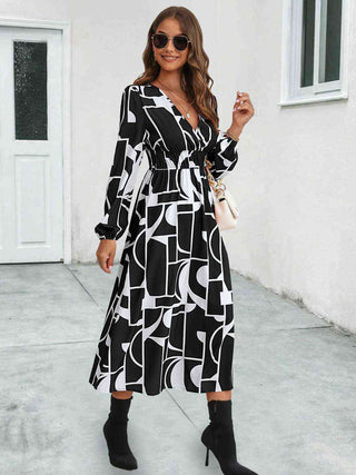 Shop Surplice Neck Long Sleeve Midi Dress Now On Klozey Store - Trendy U.S. Premium Women Apparel & Accessories And Be Up-To-Fashion!